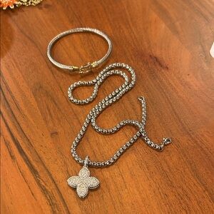 Elegant Silver Necklace and Bracelet Set